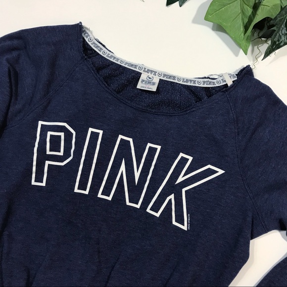 Pink Victoria’s Secret Navy White raw edge Sweat - Picture 3 of 8